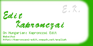 edit kapronczai business card